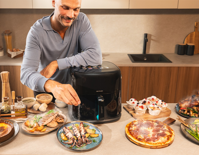 Grill, Grillplatte und Heißluftfritteuse