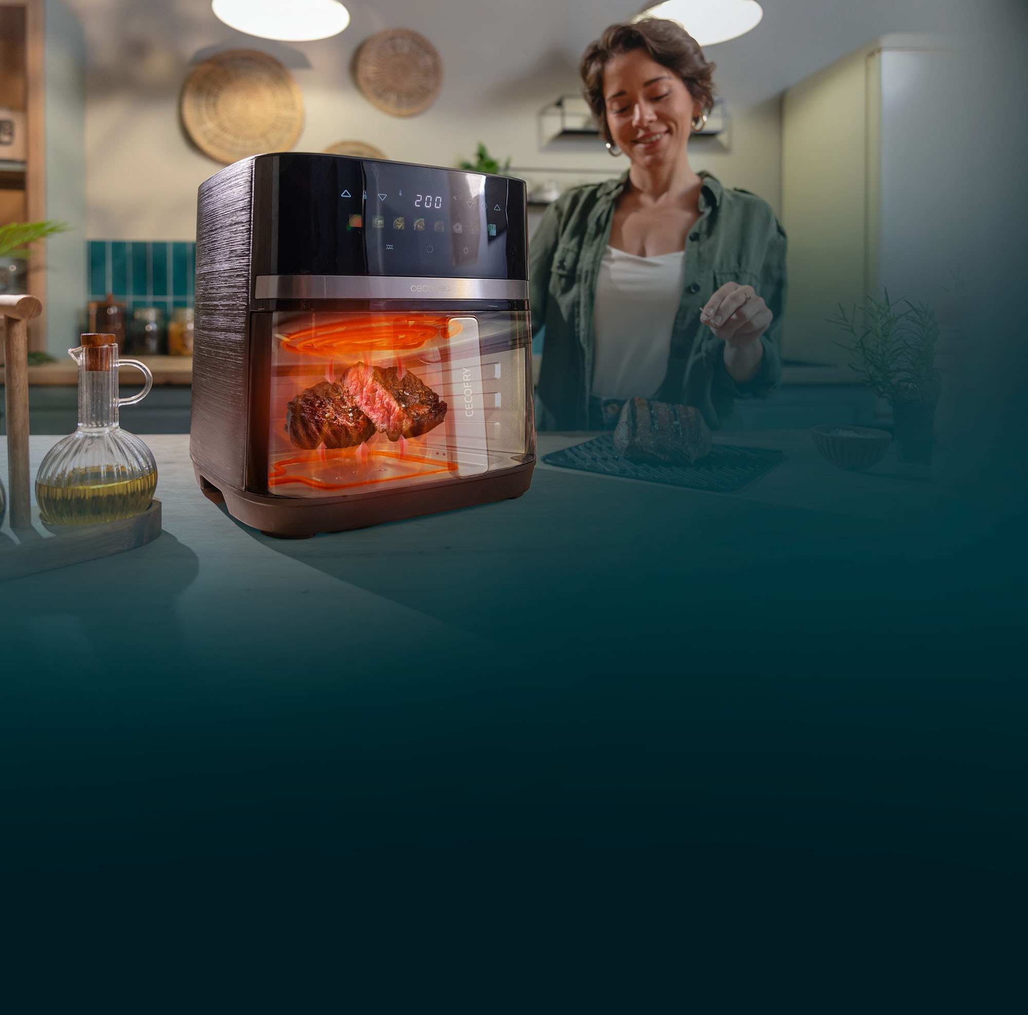 Cecotec Air Fryer Cecofry & Grill Duoheat 8000. 2200 W, double resistance, diet and digital, window, temperature adjustable 80-200 ° C, 8 menus, 8 menus